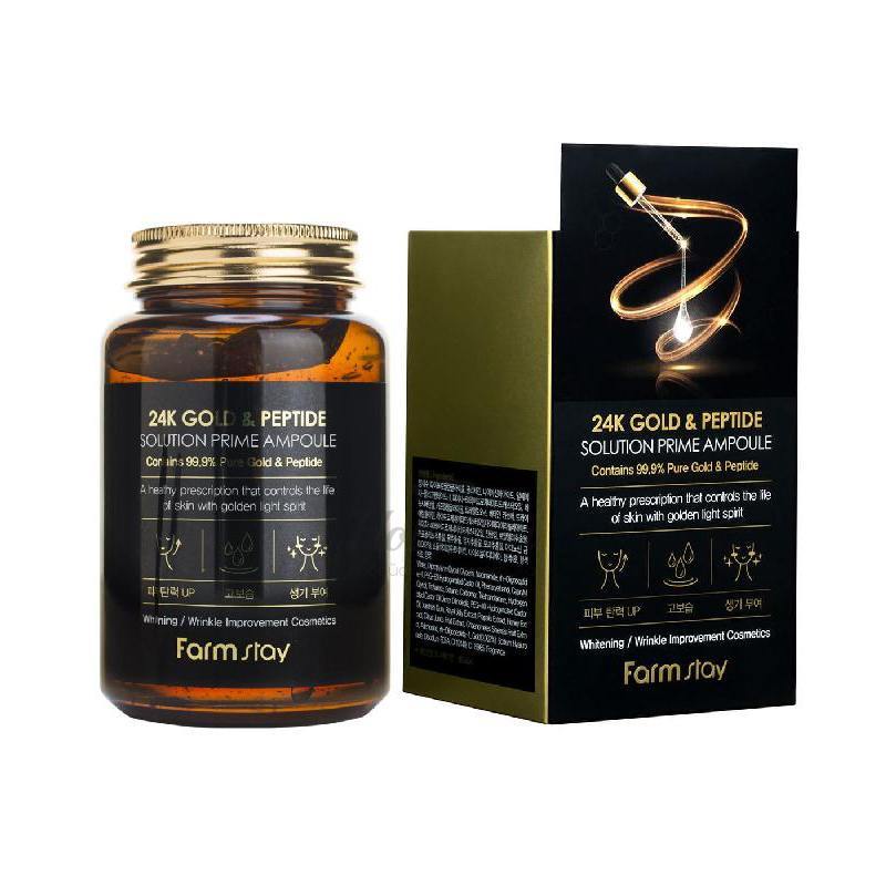 Farm Stay 24K Peptide Serum 24K ოქროს ნაწილაკებით აღმდგენი შრატი